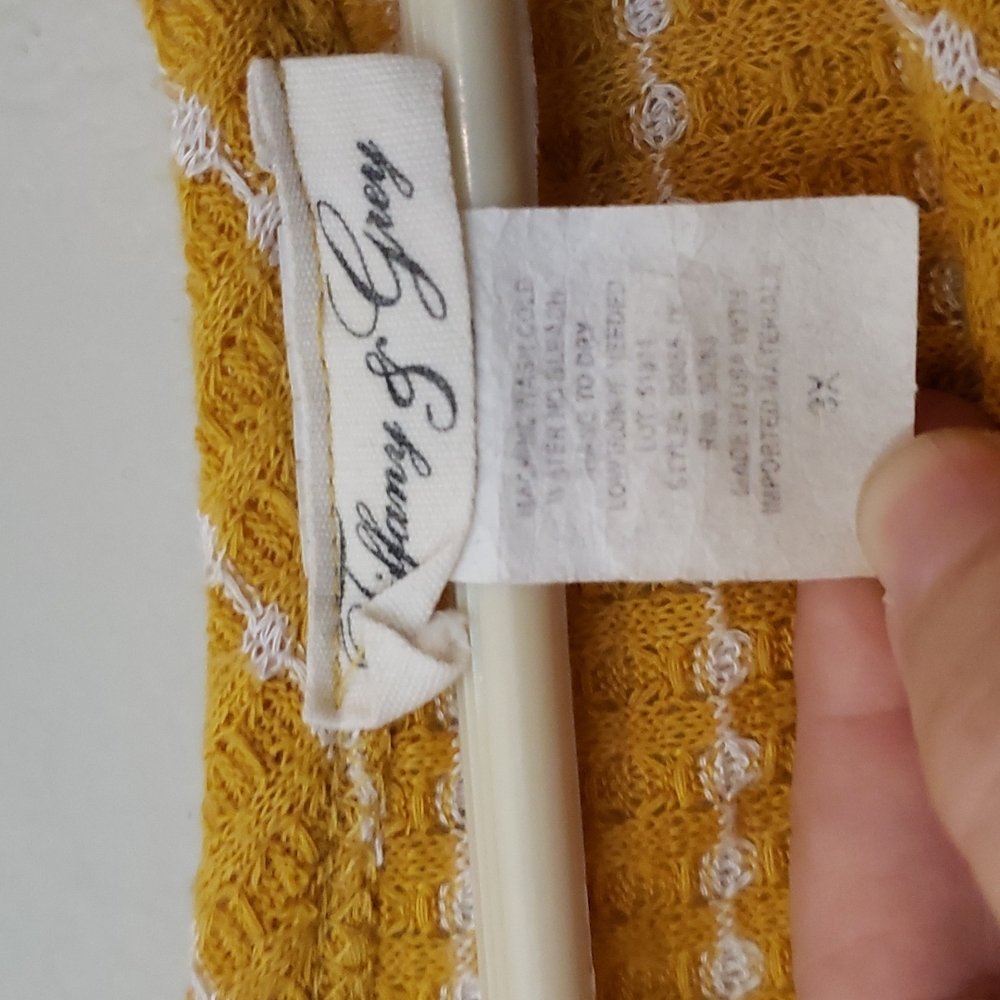 Tiffany & Grey Yellow Striped Peplum Top 3X - Picture 3 of 5